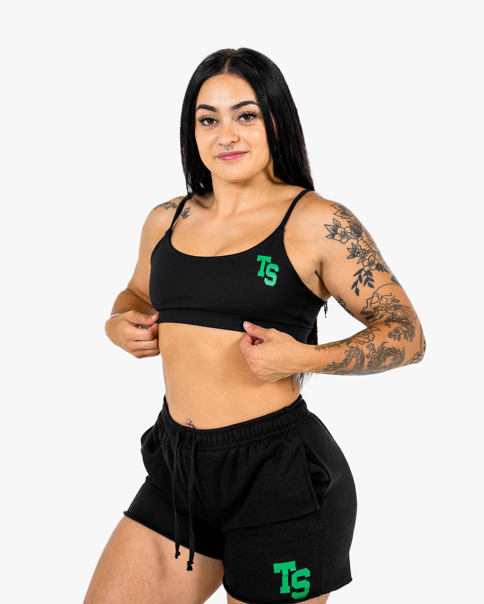 WKND Everyday Bra - Black w/ Green